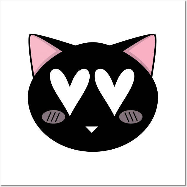 Kawaii Kitty Love Wall Art by designofpi